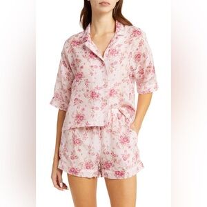 PAPINELLE Lou Lou Floral Print Cotton & Silk Short Pajamas